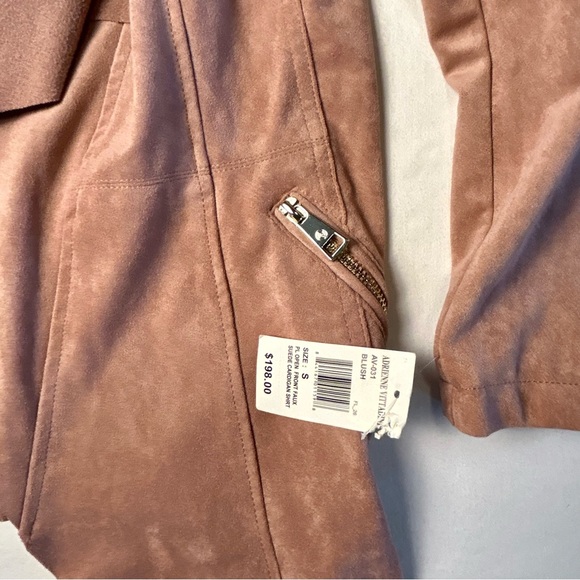 NWT Adrienne Vittadini Soft Pink Microfiber faux suede drapey jacket size S - Picture 8 of 9
